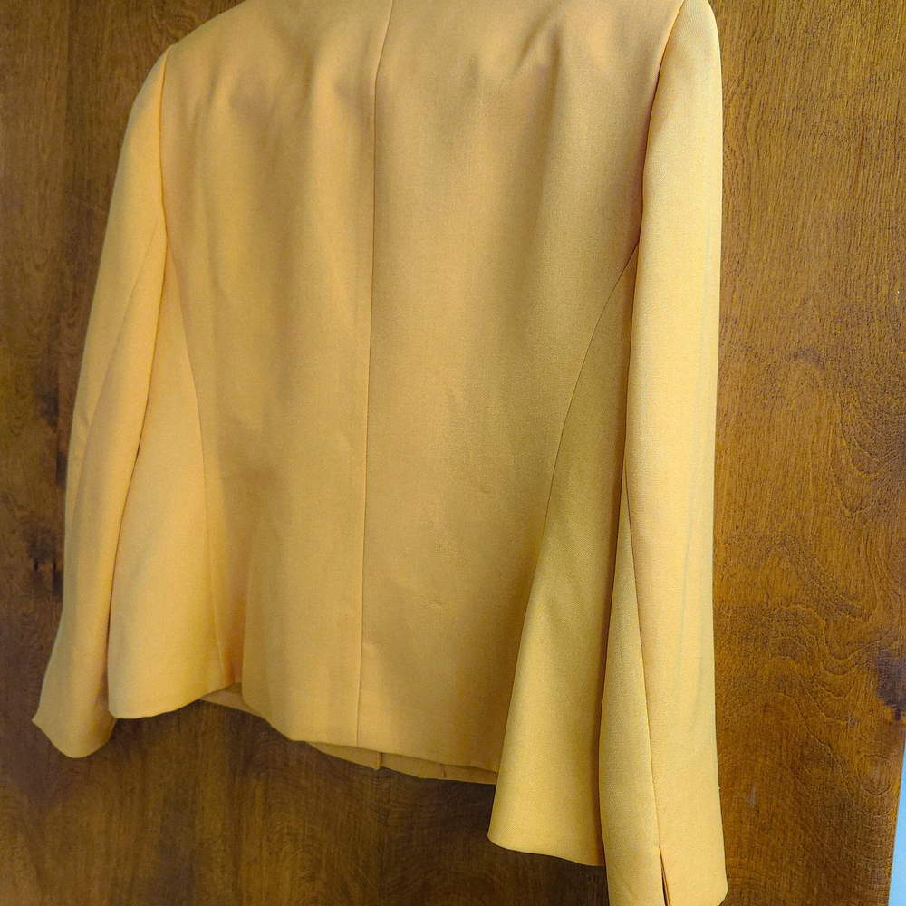 Le Suit Petite Blazer Womens 14P Yellow Mustard Structured Career Work Jacket - Picture 5 of 9
